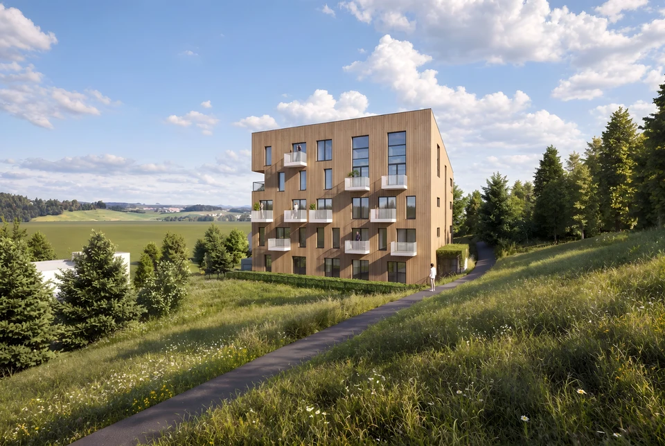 Hotel Arnika Janské Lázně, dřevěné průčelí hotelu