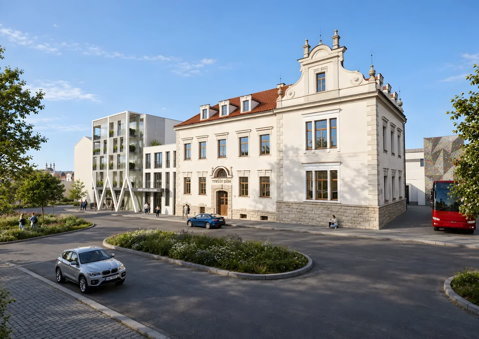 Sporthotel Chrudim, historické průčelí Tyršova domu
